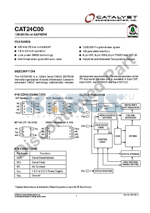 CAT24C00_05 datasheet - 128-Bit Serial EEPROM