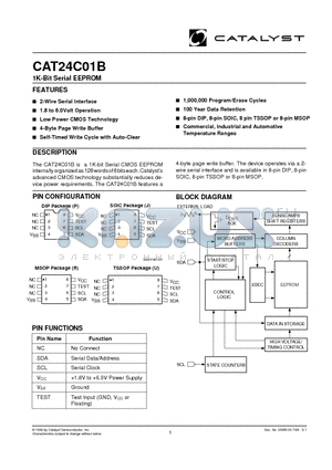 CAT24C018PI-1.8TE13 datasheet - 1K-Bit Serial EEPROM