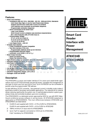 AT83C24NDS-TISIM datasheet - Smart Card Reader Interface with Power Management