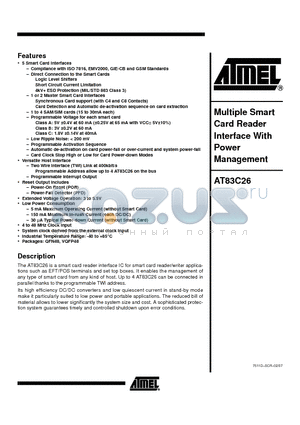 AT83C26 datasheet - Multiple Smart Card Reader Interface With Power Management