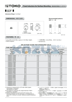 3DF datasheet - Fixed Inductors for Surface Mounting