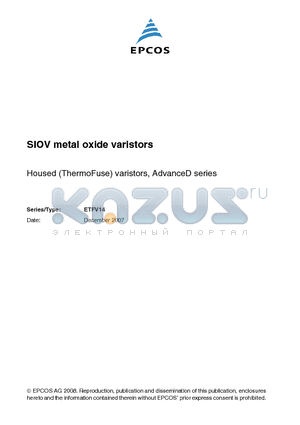 B72214T2251K101 datasheet - SIOV metal oxide varistors