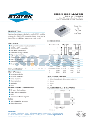 CXOX1SE datasheet - CXOX OSCILLATOR