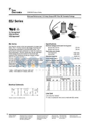 3EEJ1 datasheet - Enhanced Performance (1-20 Amp) Compact RFI Filter IEC Connector Package