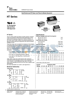 3EHT3 datasheet - High Performance RFI Power Line Filters for Medical Equipment