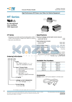 3EHT1_11 datasheet - High Performance RFI Power Line Filters for Medical Equipment