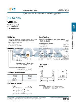 3EHZ1_11 datasheet - High Performance Power Line Filter for Medical Applications