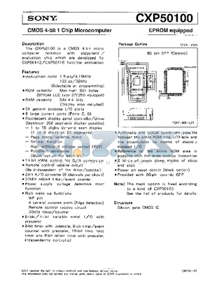 CXP50112 datasheet - CMOS 4-BIT 1 CHIP MICROCOMPUTER