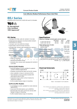 3EJHS8 datasheet - Cost-effective Medium Performance Power Inlet Filter