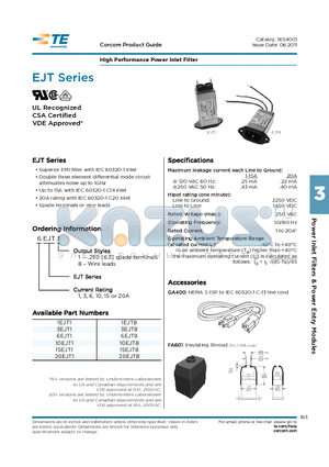 3EJT1 datasheet - High Performance Power Inlet Filter