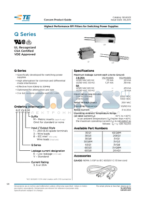 3EQ1 datasheet - Highest Performance RFI Filters for Switching Power Supplies