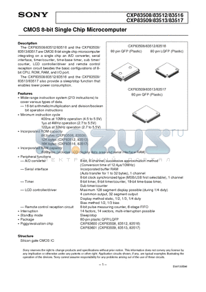 CXP83517 datasheet - CMOS 8-bit Single Chip Microcomputer