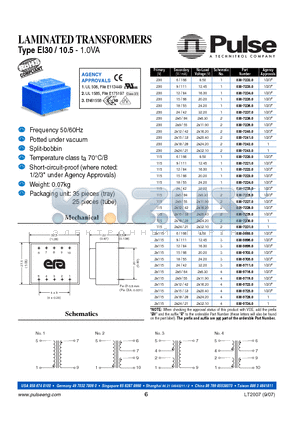 030-5716-0 datasheet - LAMINATED TRANSFORMERS