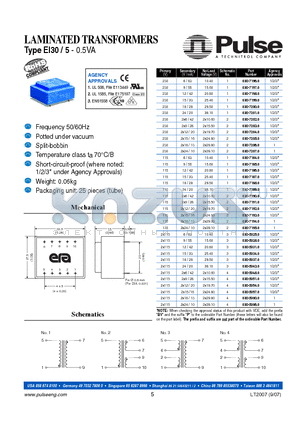 030-7194-0 datasheet - LAMINATED TRANSFORMERS