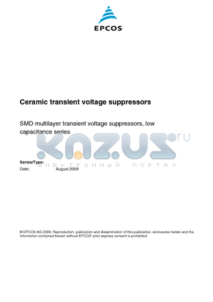 B72500T2170K060 datasheet - Ceramic transient voltage suppressors