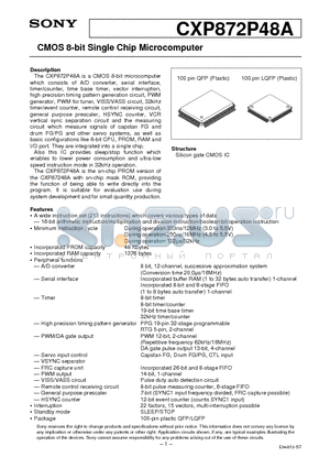 CXP872P48A datasheet - CMOS 8-bit Single Chip Microcomputer