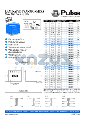 030-7348-0 datasheet - LAMINATED TRANSFORMERS