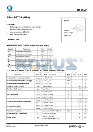 CXT5551 datasheet - TRANSISTOR (NPN)