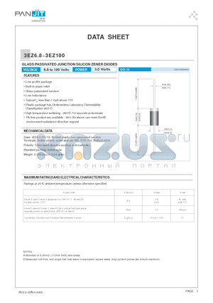 3EZ11 datasheet - GLASS PASSIVATED JUNCTION SILICON ZENER DIODES