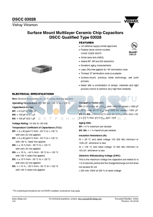 03028-BRXXXYCM datasheet - Surface Mount Multilayer Ceramic Chip Capacitors DSCC Qualified Type 03028