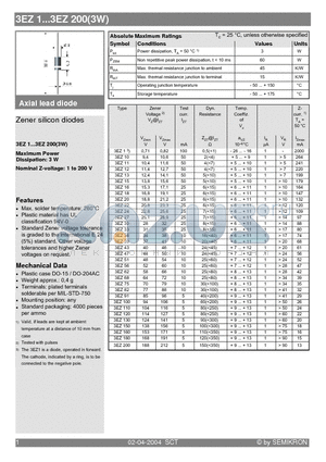 3EZ160 datasheet - Zener silicon diodes