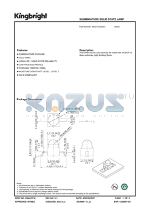 AM27CGCK03 datasheet - SUBMINIATURE SOLID STATE LAMP