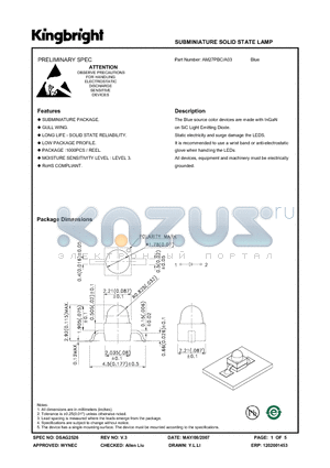 AM27PBC-A03 datasheet - SUBMINIATURE SOLID STATE LAMP