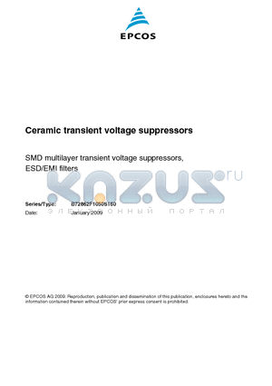 B72862F1050S160 datasheet - Ceramic transient voltage suppressors