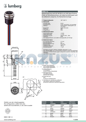 0305-1U datasheet - Rundsteckverbinder mit Schraubverschluss nach IEC 60130-9 und AISG-Spezifikation, IP 68