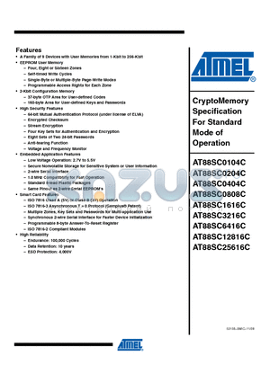 AT88SC0204C datasheet - CryptoMemory Specification For Standard Mode of Operation