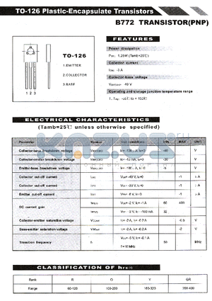 B772 datasheet - TO-126 Plastic-Encapsulate Transistors