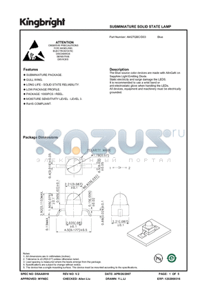 AM27QBC/D03 datasheet - SUBMINIATURE SOLID STATE LAMP