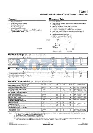 BS870_08 datasheet - N-CHANNEL ENHANCEMENT MODE FIELD EFFECT TRANSISTOR