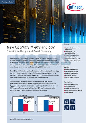 BSC014N04LSI datasheet - New OptiMOS 40V and 60V