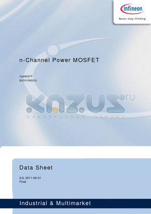 BSC010NE2LS datasheet - n-Channel Power MOSFET