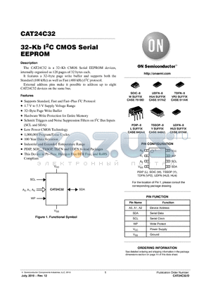 CAT24C32HU4E-GT2 datasheet - 32-Kb I2C CMOS Serial EEPROM