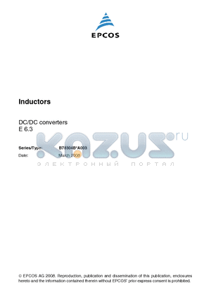 B78304B1031A003 datasheet - Inductors DC/DC converters E 6.3