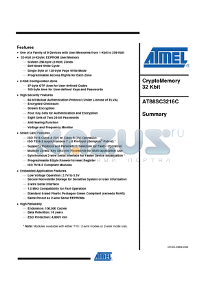 AT88SC3216C-MJTG datasheet - CryptoMemory 32 Kbit