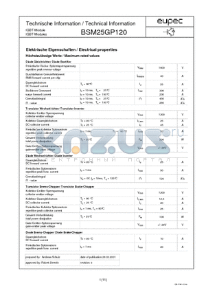 BSM25GP120 datasheet - Technical Information IGBT-Modules