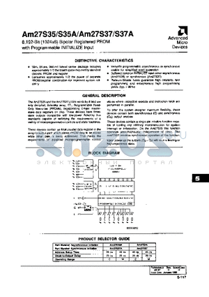 AM27S35/BKA datasheet - 8,192-Bit (1024x8) Bipolar Registered PROM with Programmable INITIALIZE input