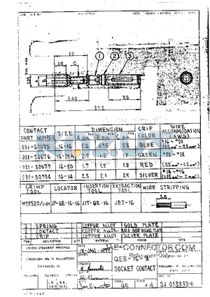 031-50794 datasheet - SOCKET CONTACT