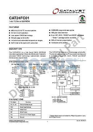 CAT24FC01UITE13 datasheet - 1-kb I2C Serial EEPROM