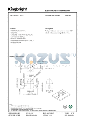 AM27SURCK03 datasheet - SUBMINIATURE SOLID STATE LAMP