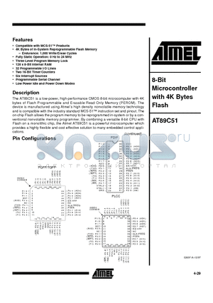 AT89 datasheet - 8-Bit Microcontroller with 4K Bytes Flash