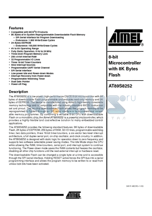 AT89 datasheet - 8-Bit Microcontroller with 8K Bytes Flash