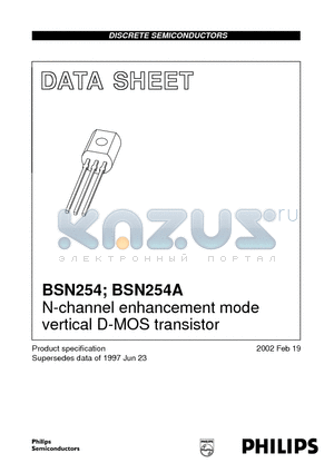 BSN254 datasheet - N-channel enhancement mode vertical D-MOS transistor