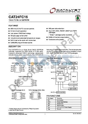 CAT24FC16GD4ITE13 datasheet - 16-kb I2C Serial EEPROM