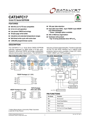 CAT24FC17YETE13REV-F datasheet - 16-kb I2C Serial EEPROM