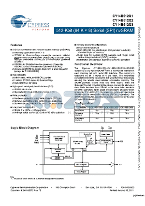 CY14B512Q3 datasheet - 512-Kbit (64 K  8) Serial (SPI) nvSRAM