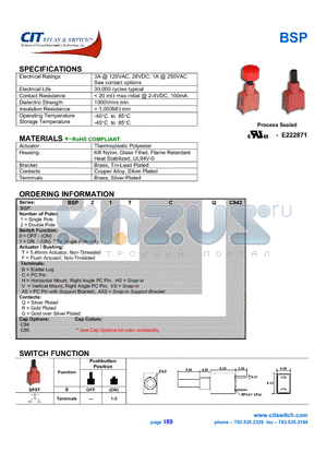 BSP11FH datasheet - CIT SWITCH